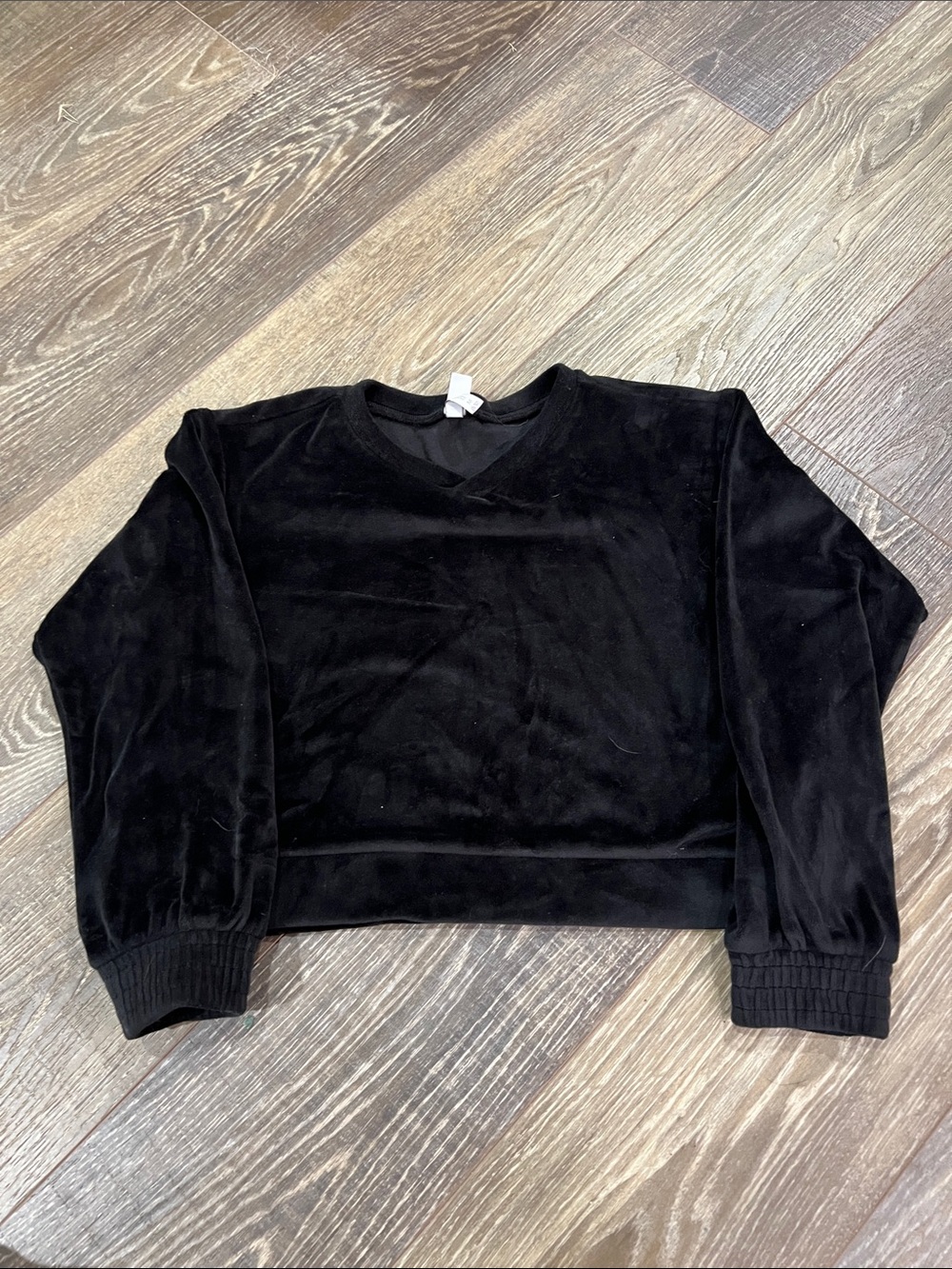 Zella Black Velour Crewneck Pullover Sweater